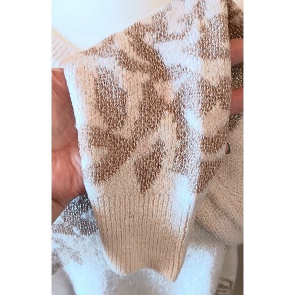 LIZ CLAIBORNE Blush Pink Metalic Floral Soft Sweater L Holiday Sparkle Fall - Picture 4 of 8